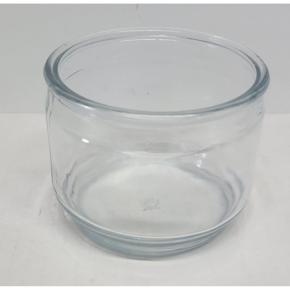 Clear Glass Storage Jar Ramekin with Embossed Logo 4 Inch Diameter Tall